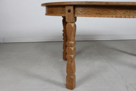 SOLD - 1970s Danish Oval Extendable Dining Table of Oak in Henning  Kjærnulf Style, Mid-century Modern Brutalist