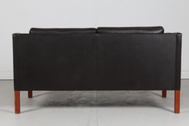 Børge Mogensen Sofa no. 2212 Dark Mocha Leather by Fredericia Stolefabrik, 1970s. Danish Mid-century Design Classic.
