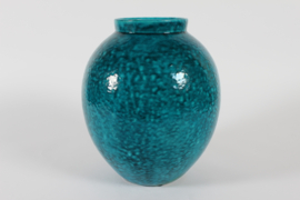 Herman A. Kähler Art Deco Floor Vase with Speckled Turquoise Glaze, HAK Denmark 1930.