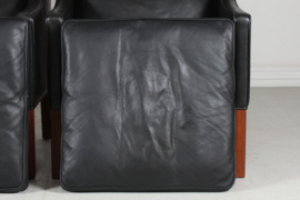 Børge Mogensen Pair of Chairs Model no. 2204 with Black Leather by Fredericia Stolefabrik. Danish Modern Design Classic.