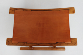 Ole Wanscher Egyptian Stool Model PJ-2000 of Rosewood, Seat of Cognac Colored Leather by Danish PJ Møbler in 2003.