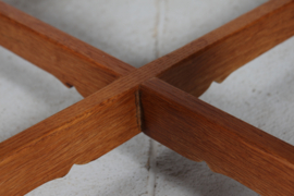 Henning  Kjærnulf / Axel Einar Hjorth Style Brutalist Round Coffee Table of Solid Oak by Danish Cabinetmaker 1950s.