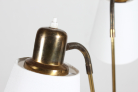 Scandinavian Mid Century 1960s Floor Lamp of Brass and Teak with 3 New Shades