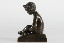 Just Andersen Figurine of Boy by Elna Borch Made of Disco Metal, Denmark 1940s