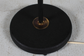 Pair of Scandinavian Adjustable Floor Lamps of Black Lacquer and Brass 1940s. Scandinavian Modern.