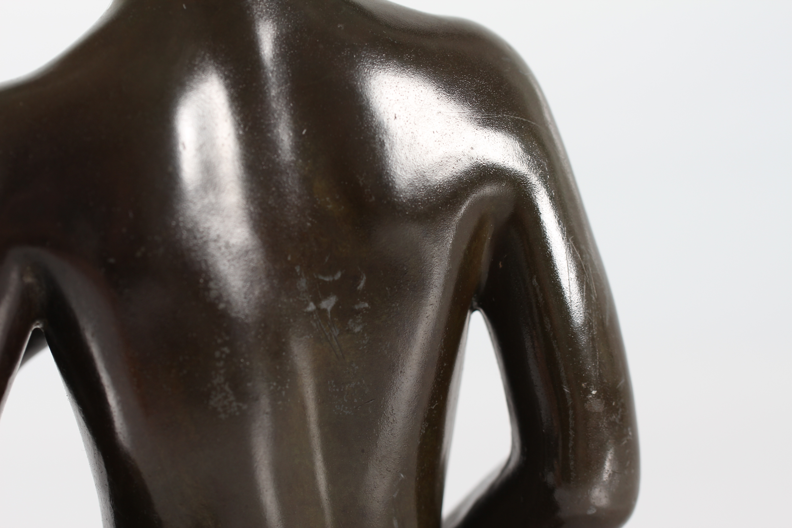 Just Andersen Figurine of a Young Man with Fish of Disco Metal, Denmark 1940s