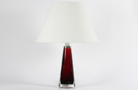 Tall Carl Fagerlund Dark Red Glass Table Lamp for Orrefors, Sweden, 1970s. Scandinavian Modern.