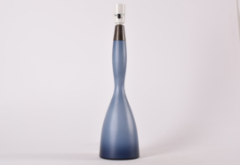 Kastrup / Holmegaard by Bent Nordsted Tall Gourd Shaped Table Lamp "Natblå" Dusted Blue Glass, Danish Modern 1960s