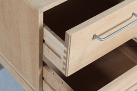 Danish Modern Small Oak Chest of Drawers, Bedside or Office, Munch Møbler, 1970s. Danish mid-century furniture.