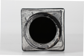 Danish Nils Kähler for HAK Kähler Tall Square Vase with Ash-grey Glaze and  Incised Pattern, Mid-century Danish Ceramic 1950s