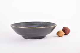 Nils Thorsson for Aluminia "Baca" Large Fruit Bowl Black & Yellow 707/3246, Danish 1960s