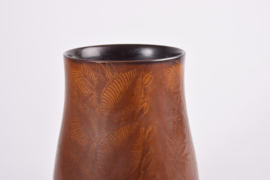 Rare Nils Thorsson for Royal Copenhagen "Løvspring" Vase Ochre Brown, Danish Ceramic, 1940s