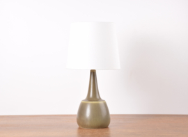 Danish Palshus Table Lamp Olive Green Haresfur Glaze, Modern Ceramic 1960s