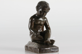 Just Andersen Figurine of Boy by Elna Borch Made of Disco Metal, Denmark 1940s