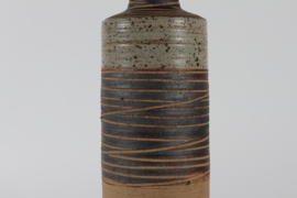 Sold - Large Tue Poulsen Rustic Stoneware Table Lamp 1970s Denmark with New Shade. Danish Modern Lightning.