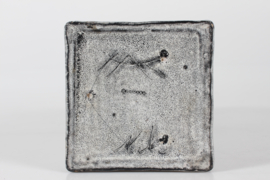 Danish Nils Kähler for HAK Kähler Tall Square Vase with Ash-grey Glaze and  Incised Pattern, Mid-century Danish Ceramic 1950s