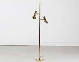 Northern European Floor Lamp of Brass with Lacquer and Adjustable Shades 1970s Mid-century Lightning