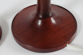 Pair Esben Klint Mid-century Table Lamps of Mahogany Model no. 301/27 with Original Le Klint Shades. Vintage Danish Lightning.