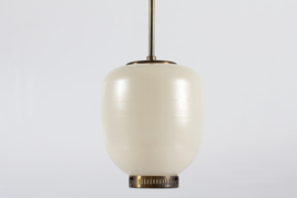 Rare Bent Karlby China Pendant with Stripes Made of Opaline Glass by Lyfa 1960s Danish Modern Lightning