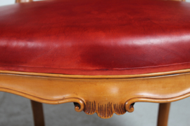 Pair Danish Rococo Armchairs of Walnut and Red Aniline Leather from ca. 1880