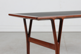 Helge Vestergaard Jensen Coffee Table of Rosewood and Black Leather by Peder Pedersen Denmark, 1960s Danish Modern.