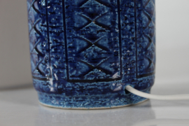 Danish Artistic Palshus Tall Cobalt Blue Table Lamp 1960s with New Lampshade, Mid-century Modern.