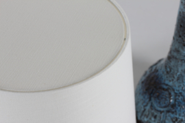 Danish Brutalist Ceramic Table Lamp by Artist Sejer with Blue Glaze + New Shade. Mid-century Ceramics, Unica 1970s.