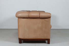 Vintage Chesterfield Sofa/Couch. Frame of Mahogany and Upholstered with Cognac Colored Leather, 1970s Vintage Danish Furniture.