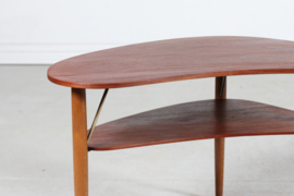 Danish Modern Organically Shaped Coffee Table of Teak and Beech, Denmark Mid-century 1950s