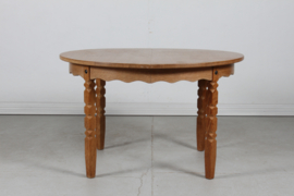 Danish Round Extendable Dining Table of Oak in Henning  Kjærnulf Manner Ø 120 cm