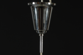 Art Deco Pendant Light Ball-Shaped Light Yellow Shade with Chrome Fittings, Denmark, 1930s