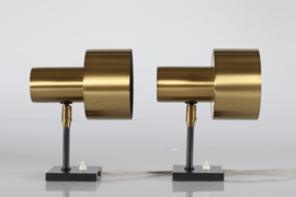 Danish Jo Hammerborg Pair of Bedroom Wall Lights/Wall Sconces Model "CORDA" of Brass by Fog & Mørup, 1960s. Mid-century Danish Lightning