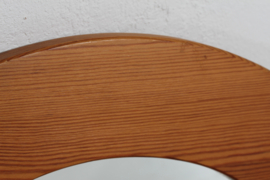 Danish Modern Brutalist style Round Wall Mirror Made of Pine in Denmark 1980's