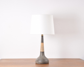 Danish Kähler HAK & Le Klint Tall Table Lamp Brown Ceramic with Entwined Cane and Brass Top, Modern Ceramic 1960s