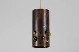 Pendant of Patinated Copper Amber Colored Glass in Nanny Still Style by RAAK, Denmark Mid-century Lightning