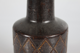 Danish Mid-century Palshus Tall Mocha Brown Table Lamp with New Lampshade, 1960s Mid-century Modern Ceramics