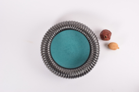 Danish Art Deco Michael Andersen & Søn Large Ribbed Bowl Black & Turquoise Glaze, 1930s to 1950s