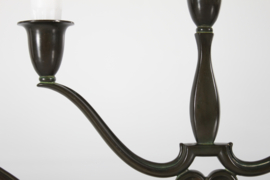 Sold - Danish Just Andersen Art Deco 5-armed Candelabra of Disco Metal No. 1352, Denmark 1930s.