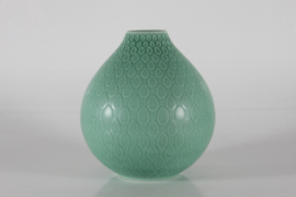 Huge Nils Thorsson Marselis Vase by Aluminia with Turquoise Glaze, Denmark 1960s. Danish Mid-century Ceramic