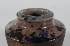 Danish Studio Ceramic Vase by Chris Moes Earthen Colors with Speckles of Black and Purple, 1970s Danish Mid-century Ceramics.