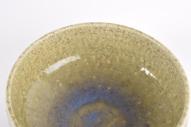PALSHUS Denmark Large Bowl Dusted Green & Blue Glaze Stripe Decor Design Per Linnemann-Schmidt Danish Mid-century Ceramic