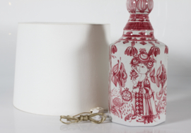 HUGE Bjørn Wiinblad Table Lamp, Hand-painted in 1978 with New Shade, Denmark