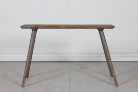 High Antique Swedish Bench of Solid Pine, Partly with Grey Paint which gives is Patina, Mid 19th Century