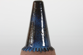 Brutalist Unic Sejer Studio Danish Ceramic Table Lamp Dark Blue with New Shade, Mid-century