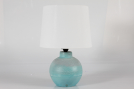 Danish Art Deco Ceramic Table Lamp with Light Turquoise Glaze + New Shade, 1940s