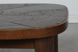 Paul Kingma Style Coffee Table of Dark Stained Oak with Slate Table Top Denmark 1980s