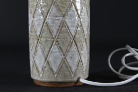 Danish Palshus Table Lamp with Harlequin Checkered Decoration and New Lamp Shade. Mid-century Lightning