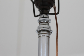 Danish Art Deco Floor Lamp 1930s of Crome Metal and Dark Wood with New Shade. Danish Mid-century Lightning