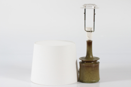 Kähler Sculptural Table Lamp with Greenish Brown Glaze + New Shade. Danish Modern Ceramic 1960s