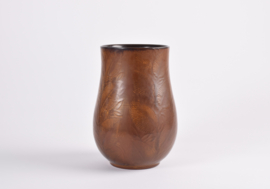 Rare Nils Thorsson for Royal Copenhagen "Løvspring" Vase Ochre Brown, Danish Ceramic, 1940s